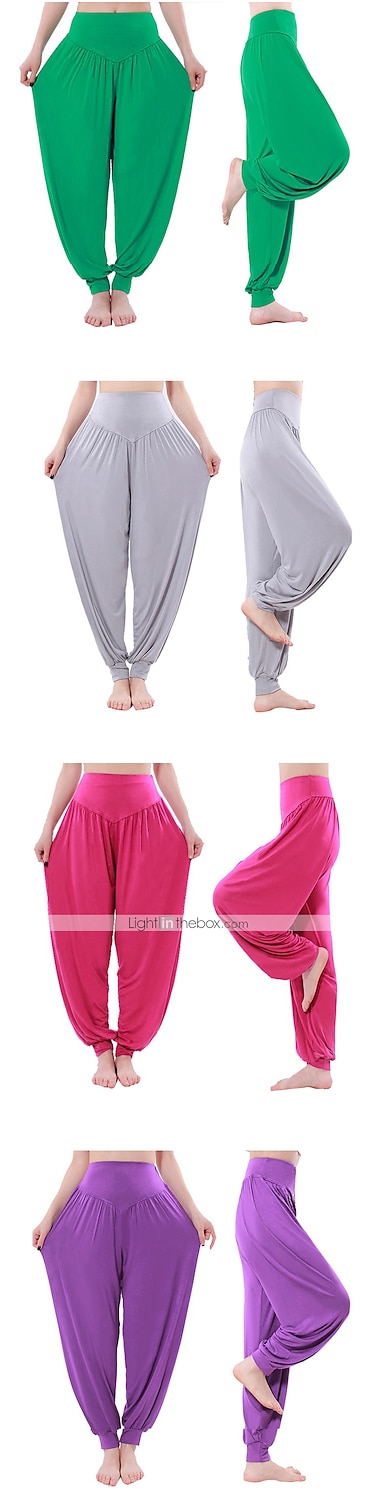 dames harembroek ademend sneldrogend vochtafvoerend zumba buikdans yoga bloeiers bodems licht paars wit zwart modal spandex plus size sport activewear hoge elasticiteit losse pasvorm 2025 - $18.99 –P16