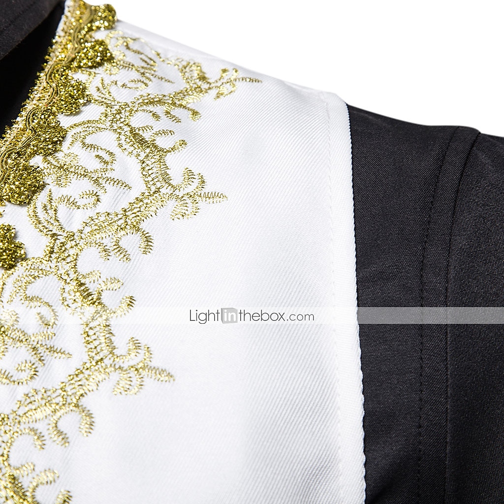 Herren Weste Weihnachten Hochzeitsfeier Neujahr Mittelalterliche Renaissance Sommer Frühling Vintage-Stil Stickerei Polyester Cosplay Farbblock V Ausschnitt Dünn Schwarz Weiß Rote Weste 2025 - $35.99 –P1