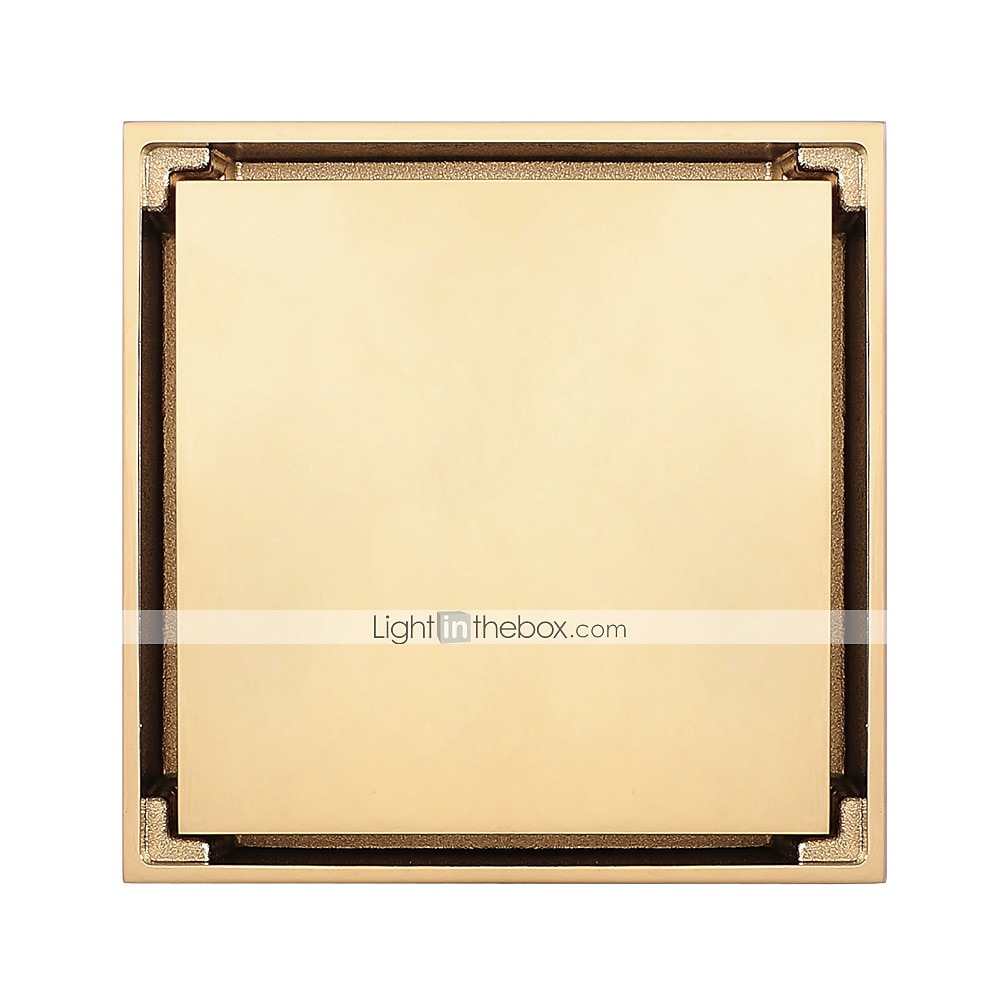 4 inch Shower Floor Drain Square, Removable Brass Flange Reversible 2-in-1 Cover Tile Insert Grate, Hair Catcher Strainer Black Chrome Golden 2025 - $27.99 –P12