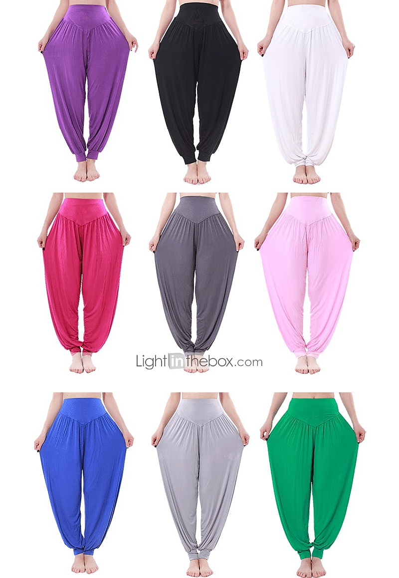 dames harembroek ademend sneldrogend vochtafvoerend zumba buikdans yoga bloeiers bodems licht paars wit zwart modal spandex plus size sport activewear hoge elasticiteit losse pasvorm 2025 - $18.99 –P15