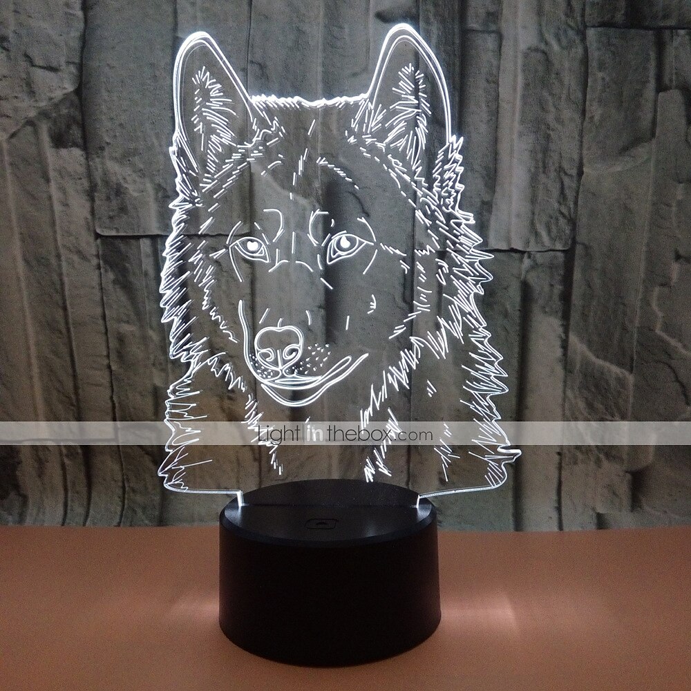 Animals Wolf 3D Night Light Touch Control Desk Lamps 7 Color Changing Table Lights with Acrylic Flat ABS Base & USB Charger 2025 - $14.99 –P7