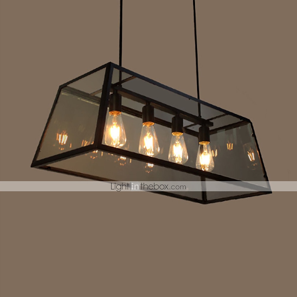 4-lichts 78 cm kroonluchter metaal glas eiland / industrieel geschilderde afwerkingen retro vintage / landelijk 110-120v / 220-240v 2025 - $649.99 –P5