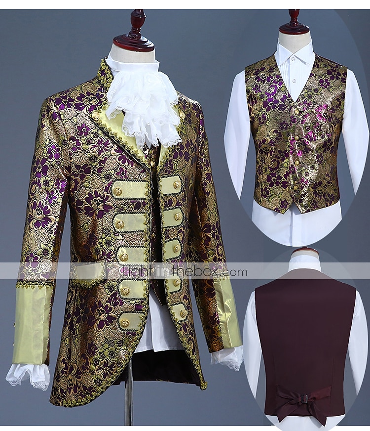 Retro Středověké Kabát Korzet Kalhoty Princ Aristokrat Tisk Kalhoty Maškarní kostým Pánské Vánoce Karneval Nový rok Párty Queen's Platinum Jubilee 2022 Alžběta 70 let Dospělé Kabát Vesta Kalhoty Cel 2025 - $116.99 –P17