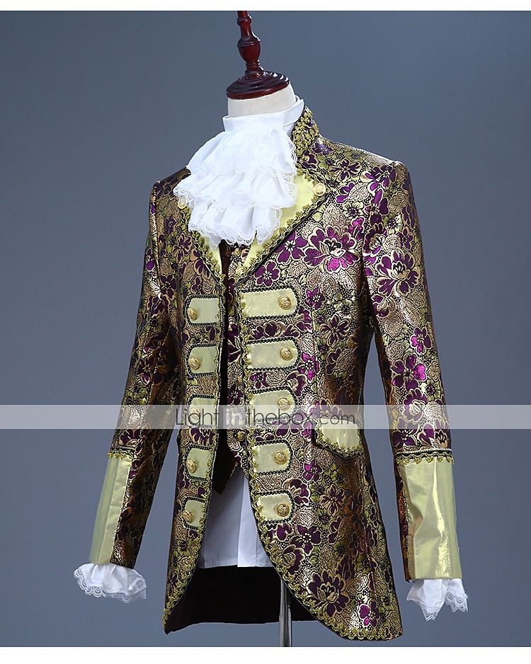 Retro Středověké Kabát Korzet Kalhoty Princ Aristokrat Tisk Kalhoty Maškarní kostým Pánské Vánoce Karneval Nový rok Párty Queen's Platinum Jubilee 2022 Alžběta 70 let Dospělé Kabát Vesta Kalhoty Cel 2025 - $116.99 –P18