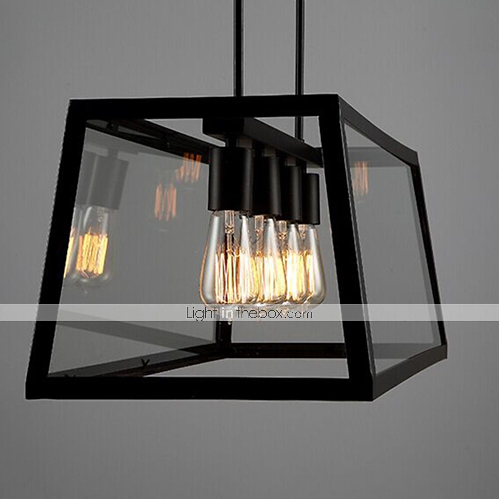 4-lichts 78 cm kroonluchter metaal glas eiland / industrieel geschilderde afwerkingen retro vintage / landelijk 110-120v / 220-240v 2025 - $649.99 –P6