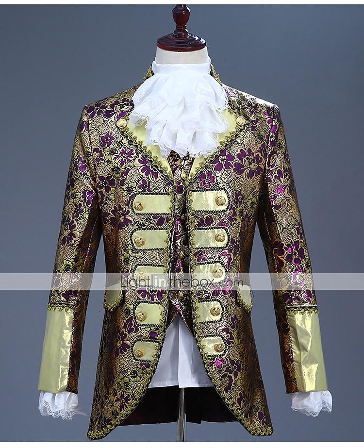 Retro Středověké Kabát Korzet Kalhoty Princ Aristokrat Tisk Kalhoty Maškarní kostým Pánské Vánoce Karneval Nový rok Párty Queen's Platinum Jubilee 2022 Alžběta 70 let Dospělé Kabát Vesta Kalhoty Cel 2025 - $116.99 –P16