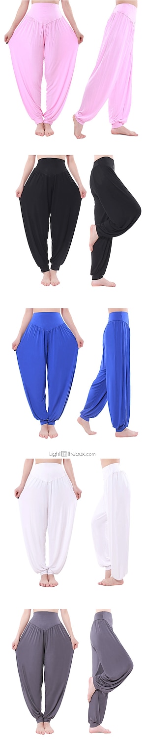 dames harembroek ademend sneldrogend vochtafvoerend zumba buikdans yoga bloeiers bodems licht paars wit zwart modal spandex plus size sport activewear hoge elasticiteit losse pasvorm 2025 - $18.99 –P17