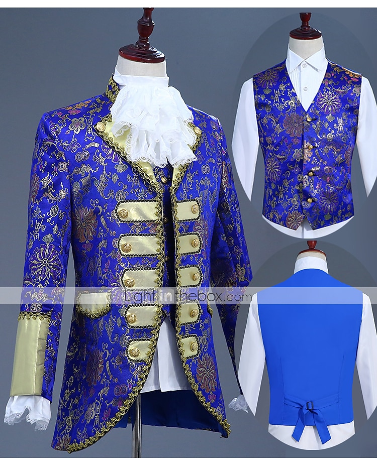 Retro Středověké Kabát Korzet Kalhoty Princ Aristokrat Tisk Kalhoty Maškarní kostým Pánské Vánoce Karneval Nový rok Párty Queen's Platinum Jubilee 2022 Alžběta 70 let Dospělé Kabát Vesta Kalhoty Cel 2025 - $116.99 –P15