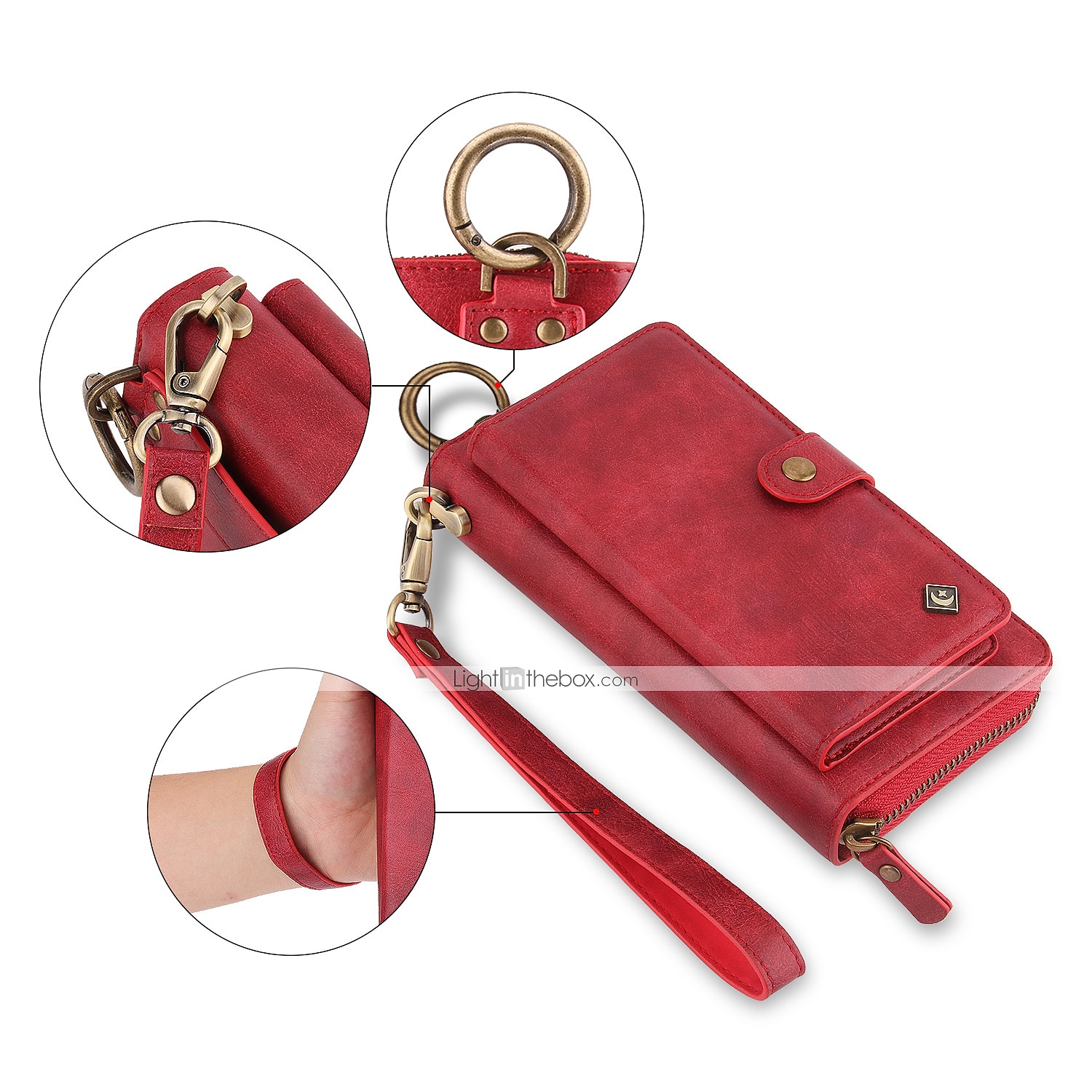 puhelin Etui Käyttötarkoitus iPhone 16 iPhone 15 Pro Max Plus iPhone 14 13 12 11 Pro Max Mini X XR XS Max 8 7 Plus Lompakkokorttikotelo Irroitettava Magneetti Koko vartalon suoja Retro aitoa nahkaa 2025 - $41.99 –P4