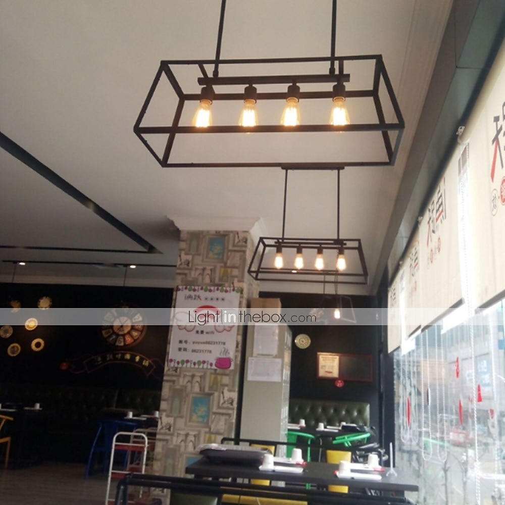 4-lichts 78 cm kroonluchter metaal glas eiland / industrieel geschilderde afwerkingen retro vintage / landelijk 110-120v / 220-240v 2025 - $649.99 –P8
