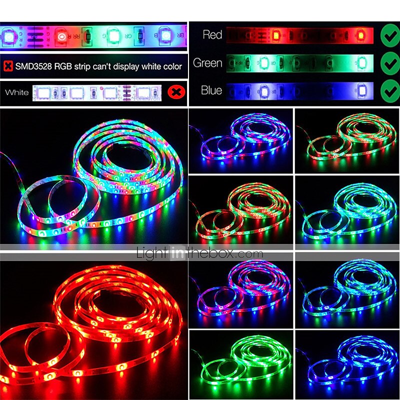 Смарт-светодиодная лента 10 м 32,8 фута rgb smd 2835 600leds работает с подсветкой alexa google tv с пультом дистанционного управления с 24 клавишами 2025 - $40.99 –P5