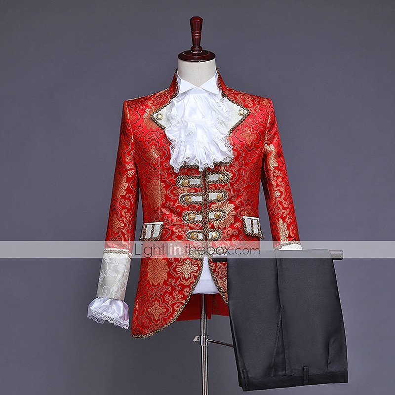 Retro Středověké Kabát Korzet Kalhoty Princ Aristokrat Tisk Kalhoty Maškarní kostým Pánské Vánoce Karneval Nový rok Párty Queen's Platinum Jubilee 2022 Alžběta 70 let Dospělé Kabát Vesta Kalhoty Cel 2025 - $116.99 –P5