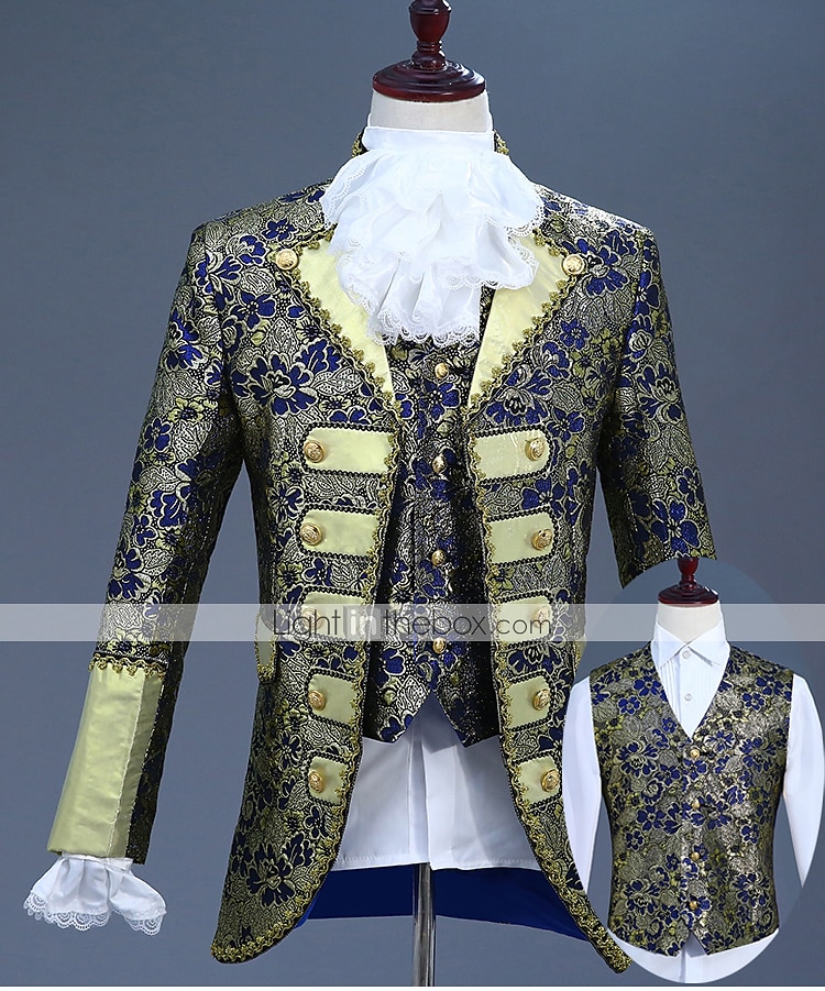 Retro Středověké Kabát Korzet Kalhoty Princ Aristokrat Tisk Kalhoty Maškarní kostým Pánské Vánoce Karneval Nový rok Párty Queen's Platinum Jubilee 2022 Alžběta 70 let Dospělé Kabát Vesta Kalhoty Cel 2025 - $116.99 –P1