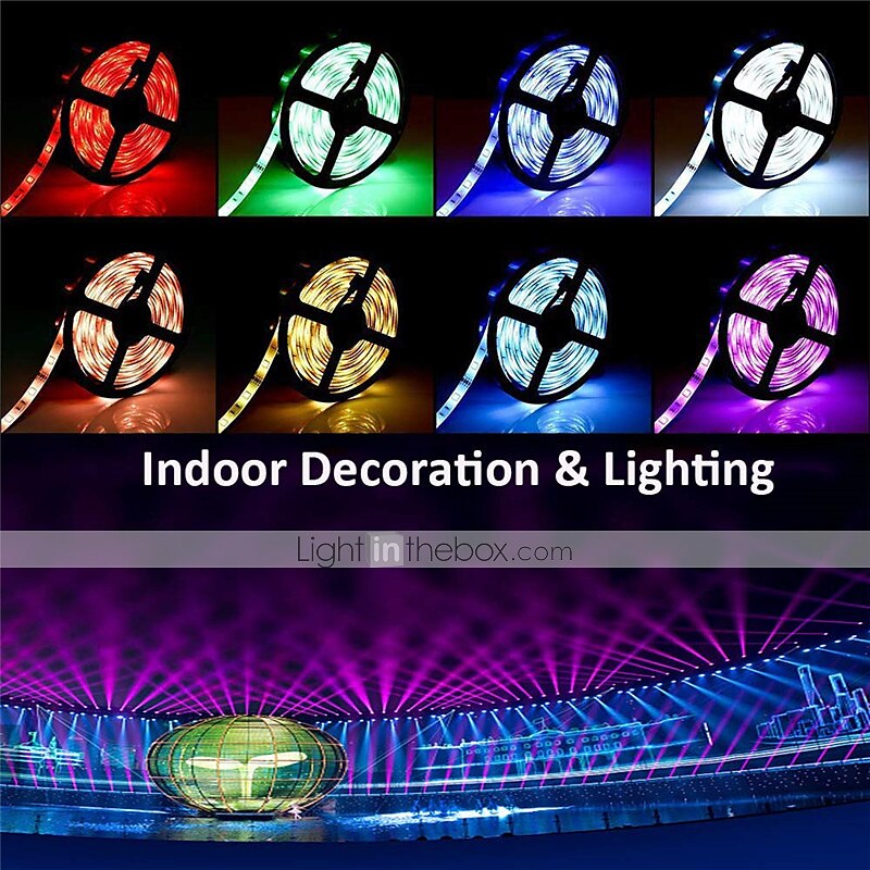 Smart 5050 LED Strip Lights Bluetooth WIFI App RGB Controlled Music Sync 10M 33ft Christmas Home Kitchen TV Party 300SMD with 24-Key Controller 2025 - $44.99 –P9