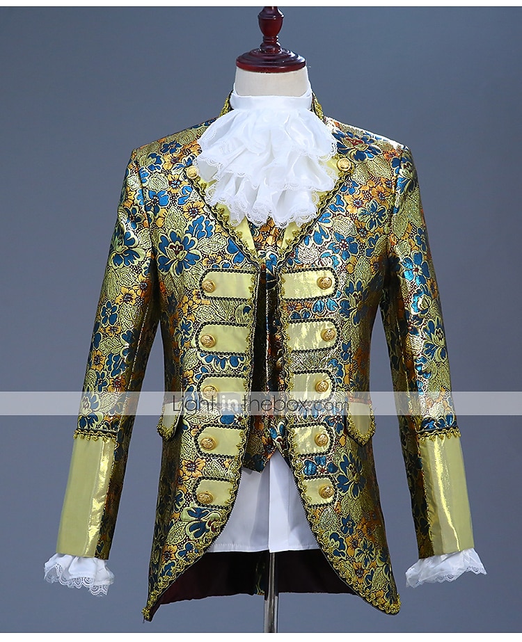 Retro Středověké Kabát Korzet Kalhoty Princ Aristokrat Tisk Kalhoty Maškarní kostým Pánské Vánoce Karneval Nový rok Párty Queen's Platinum Jubilee 2022 Alžběta 70 let Dospělé Kabát Vesta Kalhoty Cel 2025 - $116.99 –P9