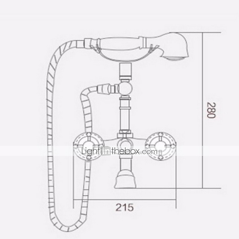Antique Brass Wall Mounted  Shower Faucet, Two Handles Two Holes Bathtub Shower Mixer Taps Contain with Handshower and Valve and Hot/Cold Water 2026 - $286.59 –P2