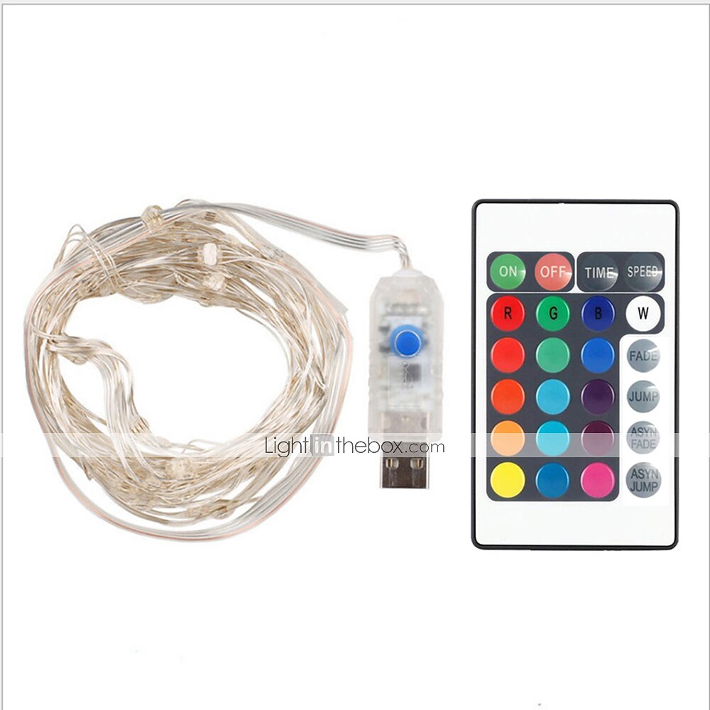 5m Φώτα σε Κορδόνι Τηλεχειριστήρια 50 LEDs 1 24Keys Τηλεχειριστήριο 1set Πολύχρωμα Μπορεί να κοπεί USB Πάρτι 5 V 2025 - $23.99 –P4