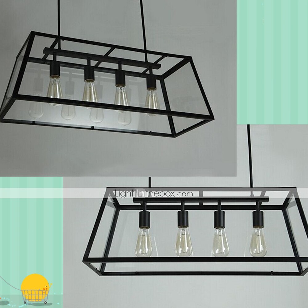 4-lichts 78 cm kroonluchter metaal glas eiland / industrieel geschilderde afwerkingen retro vintage / landelijk 110-120v / 220-240v 2025 - $649.99 –P9