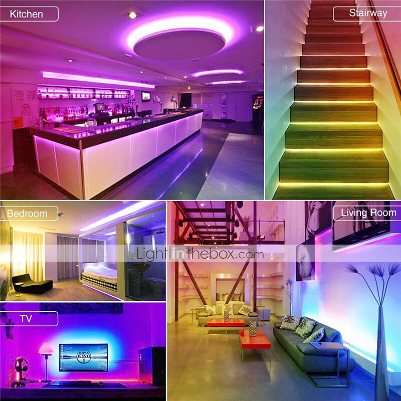 Smart 5050 LED Strip Lights Bluetooth WIFI App RGB Controlled Music Sync 10M 33ft Christmas Home Kitchen TV Party 300SMD with 24-Key Controller 2025 - $44.99 –P14