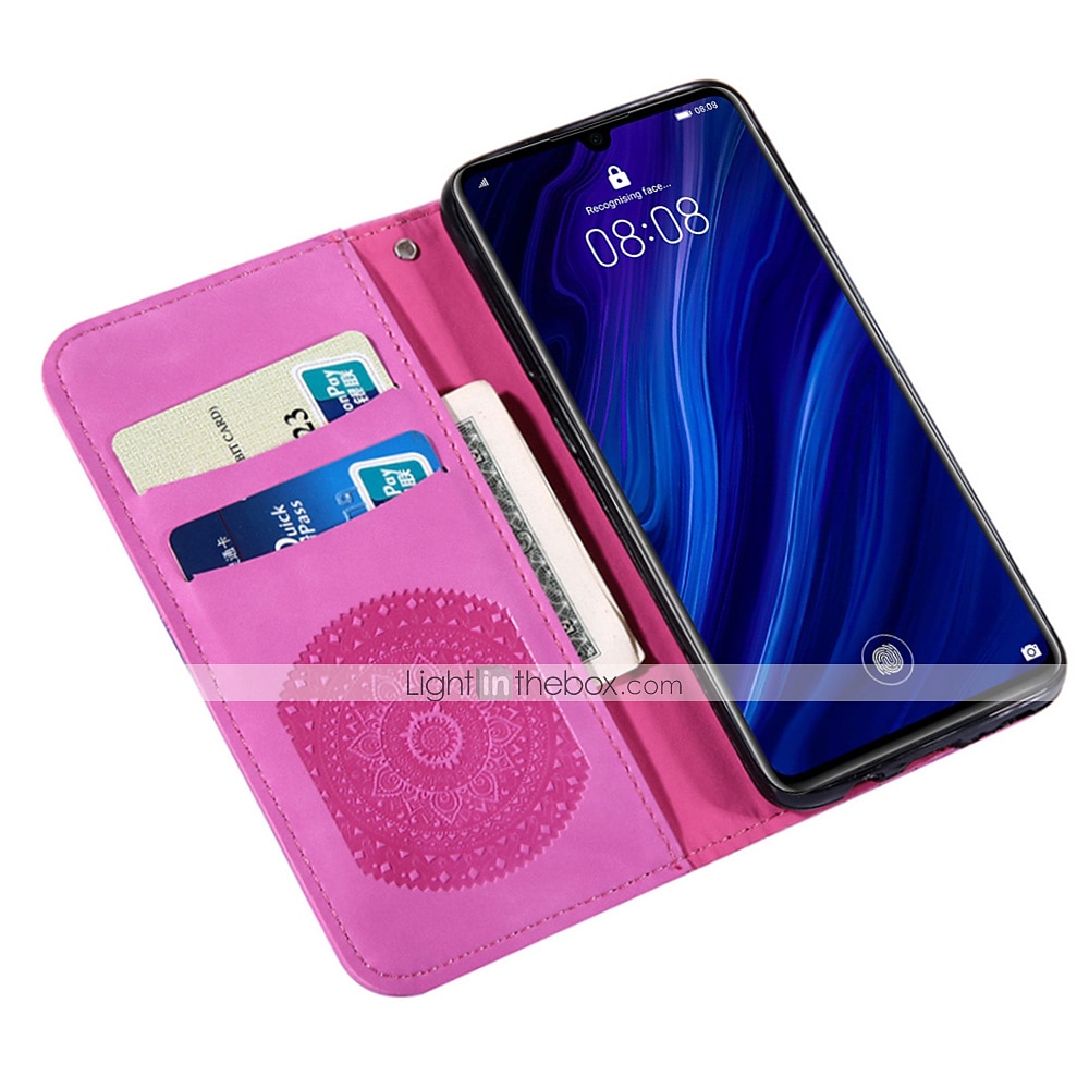 telefono Custodia Per Huawei P30/P30 Pro P20 P20 Pro Porta carte di credito Decorazioni in rilievo Fantasia / disegno Flip magnetico Glitterato pelle sintetica del 2025 a $18.99 –P6
