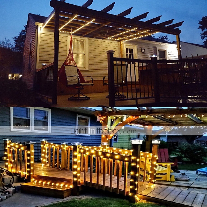 solar led string light outdoor lichtslingers 22m 200led 8 functie kerstverlichting outdoor waterdichte tuin gazon binnenplaats kerstversiering licht 2025 - $19.49 –P4