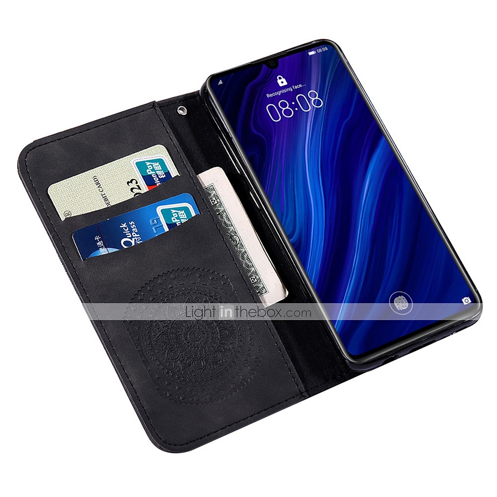telefono Custodia Per Huawei P30/P30 Pro P20 P20 Pro Porta carte di credito Decorazioni in rilievo Fantasia / disegno Flip magnetico Glitterato pelle sintetica del 2025 a $18.99 –P9