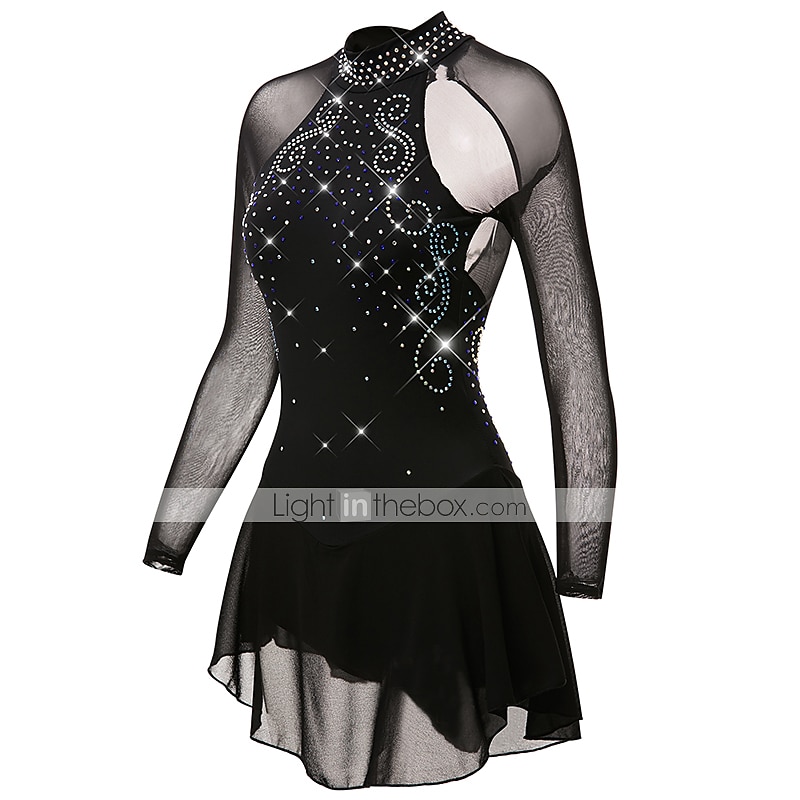 Kunstschaatsjurk Dames Voor meisjes Schaatsen Jurken Outfits Zwart Netstof Spandex Hoge Elasticiteit Oefenen Professioneel Wedstrijd Kunstschaatskleding Anatomisch ontwerp Sneldrogend Met de hand 2025 - $112.99 –P4