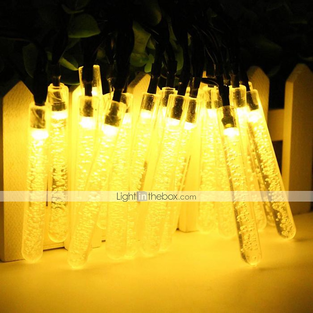 Guirlande lumineuse solaire d'extérieur de 5 m, 20 LED à bulles avec blanc chaud, RVB, blanc et bleu, lampe de jardin solaire d'extérieur étanche avec support de montage pour fête de mariage Noël de 2025 ? $33.99 –P4