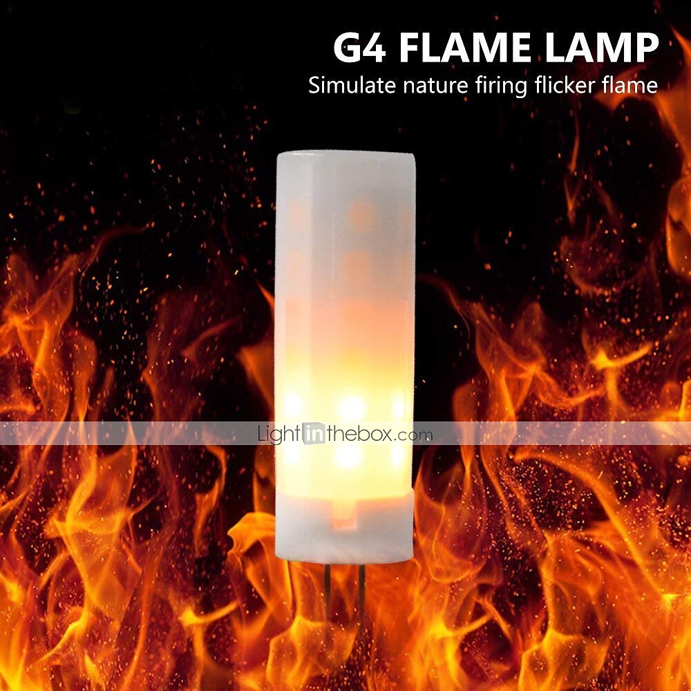 4шт g4 bi-pin mini мерцающее пламя светодиодные лампы керамическая основа 2w g4 светодиодный факел огонь для хэллоуина рождество новогодние праздники 1600k dc12v 2026 - $27.99 –P3