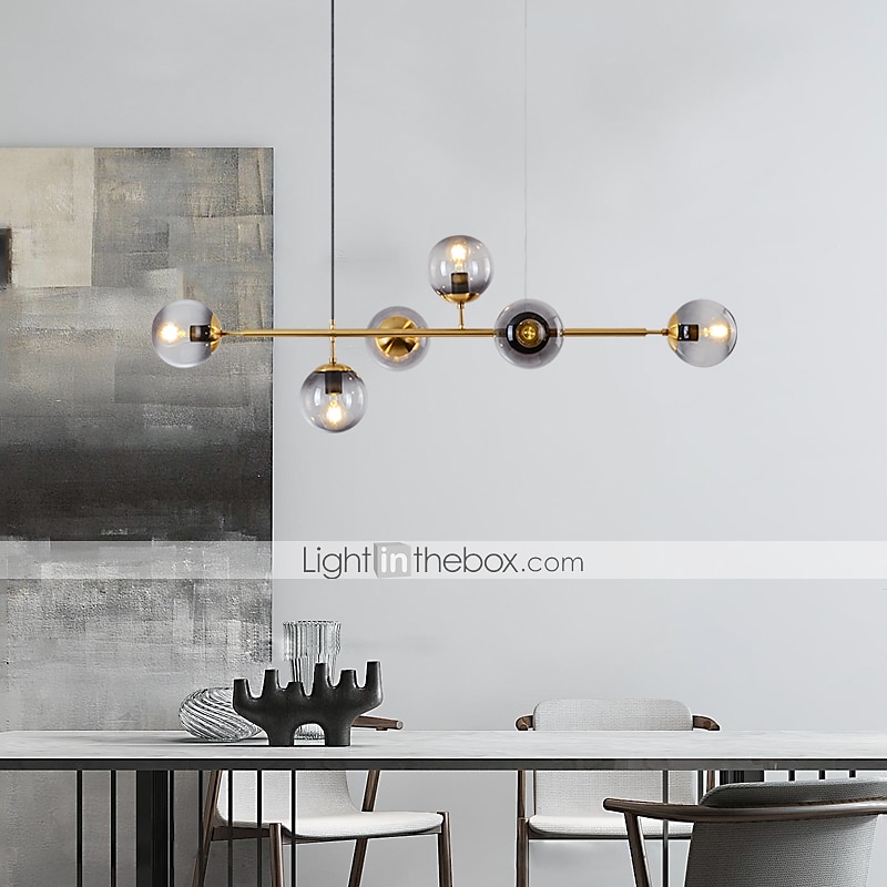 120 cm Pendelleuchte LED Liniendesign Kugel Kronleuchter Metall Insel galvanisiert Moderner nordischer Stil 220-240V 2025 - $549.99 –P1