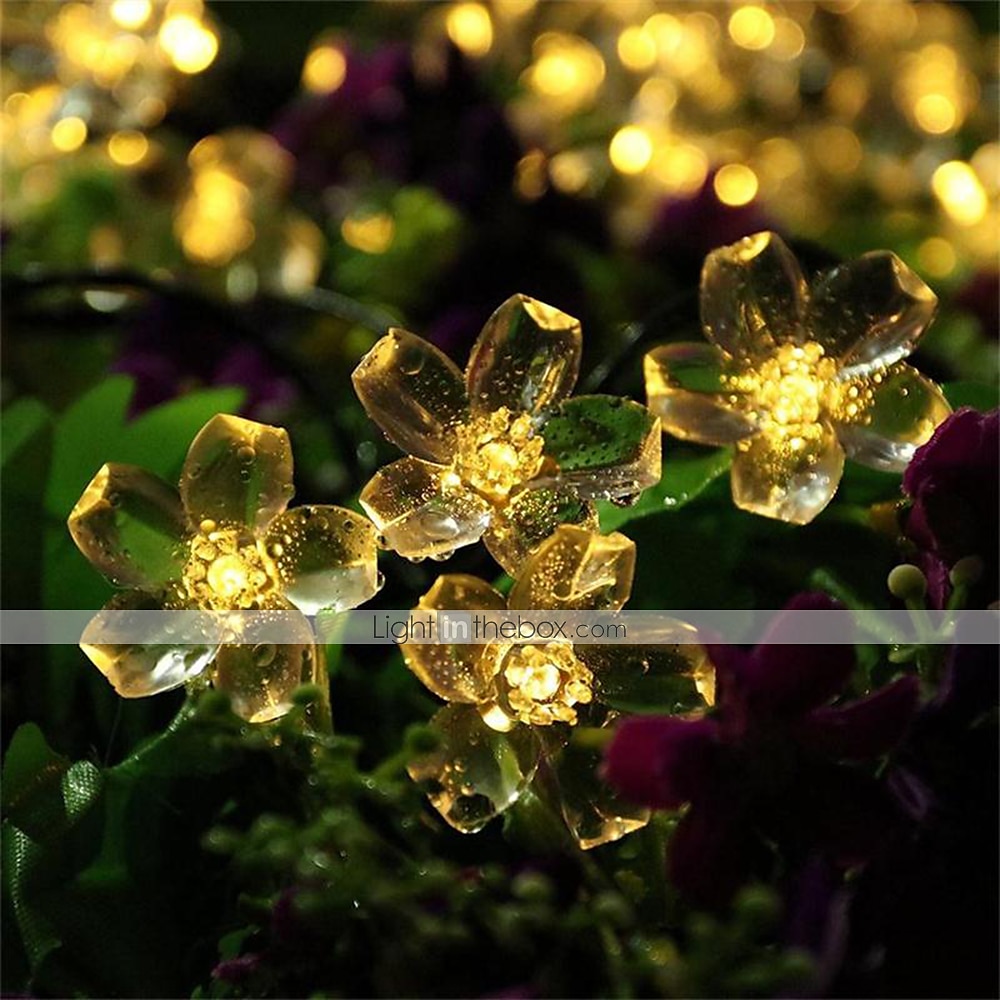 Luci a stringa di fiori di ciliegio solari da 5 m, luci a stringa di Natale impermeabili da 20 LED, luci da giardino bianche calde/rgb/blu per l'illuminazione notturna esterna di Natale del 2025 a $26.99 –P6