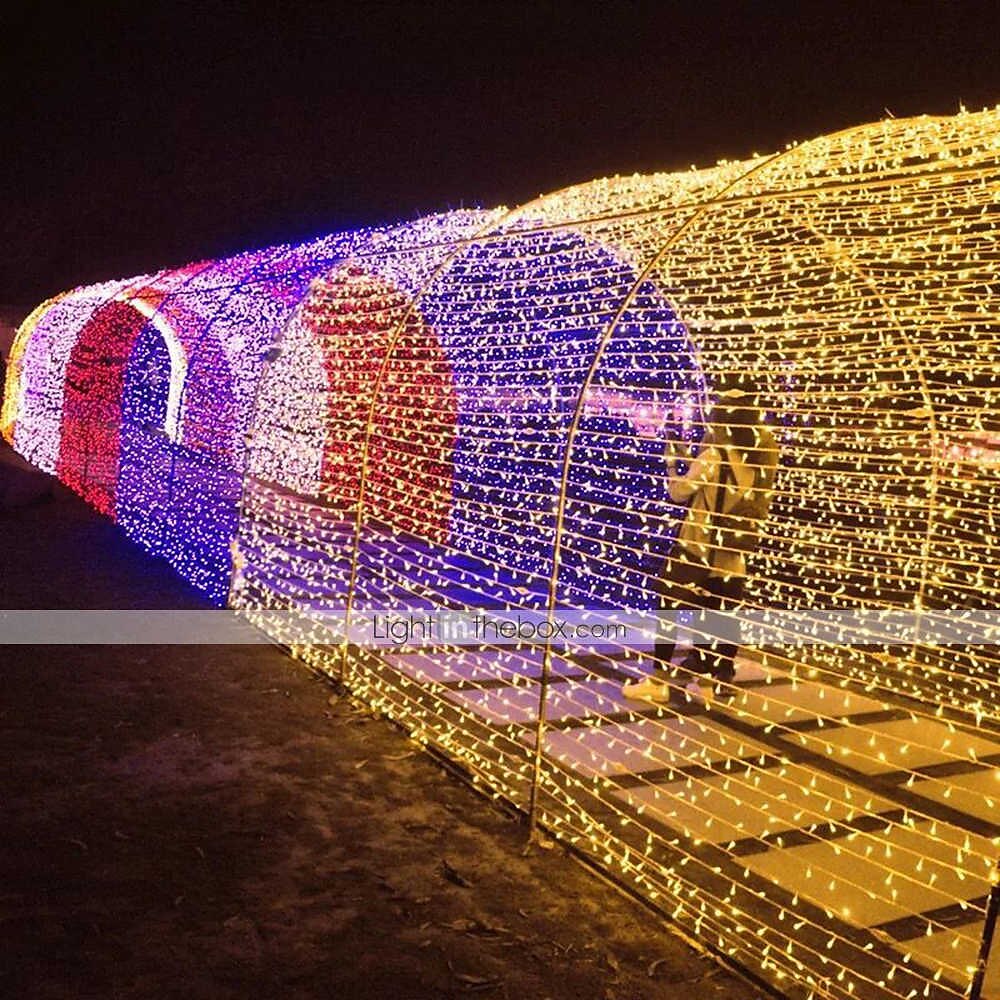 50m șir lumini, 400 led-uri alb cald, alb &amp; lumini decorative albastre impermeabile pentru petrecerea de Craciun 24v 2025 - $81.99 –P13