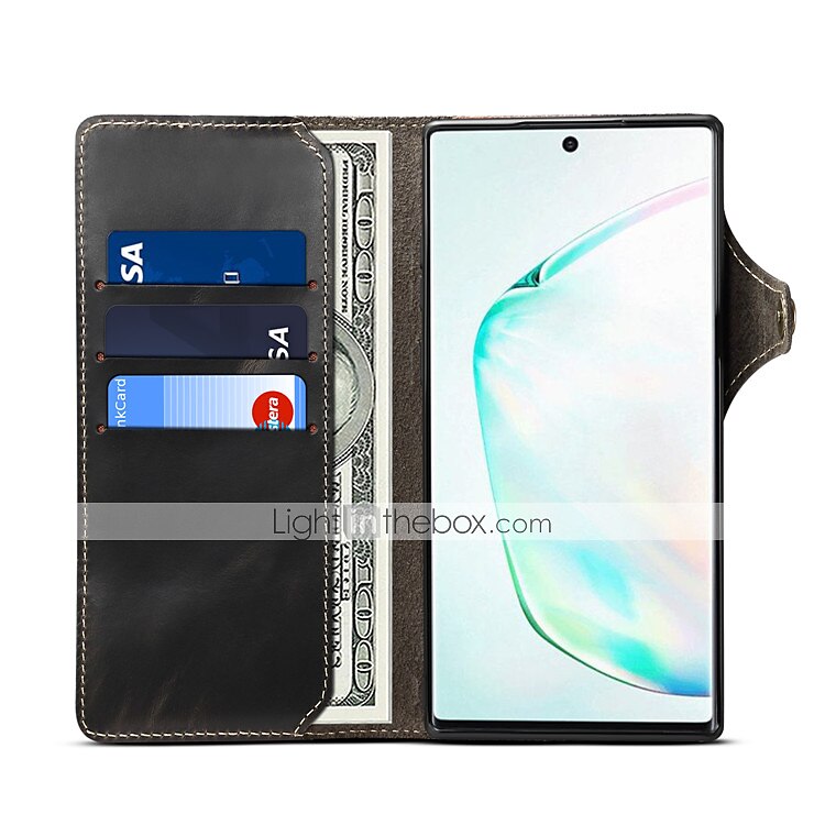 Custodia per telefono per Samsung Galaxy S24 S23 S22 S21 S20 Plus Ultra Note 20 Ultra Custodia a tutto corpo Porta schede in pelle colorata solida Vera pelle del 2025 a $38.99 –P2