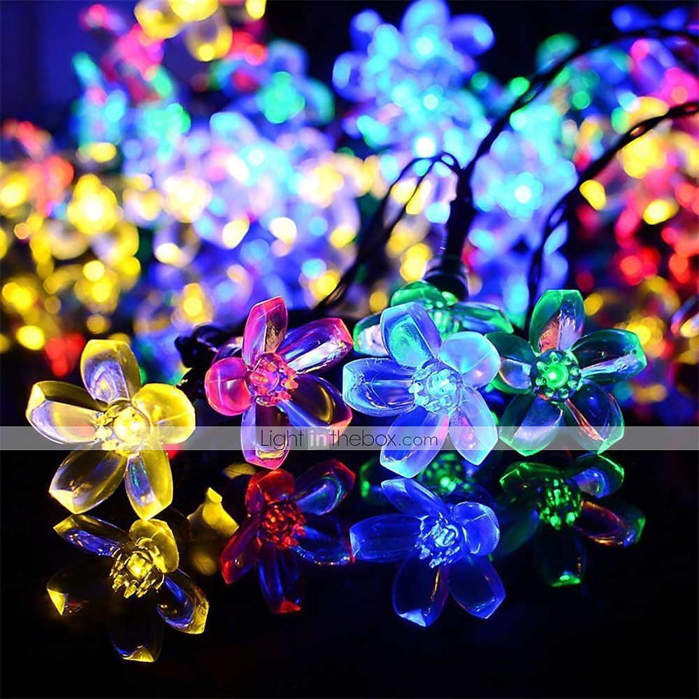 Luci a stringa di fiori di ciliegio solari da 5 m, luci a stringa di Natale impermeabili da 20 LED, luci da giardino bianche calde/rgb/blu per l'illuminazione notturna esterna di Natale del 2025 a $26.99 –P10