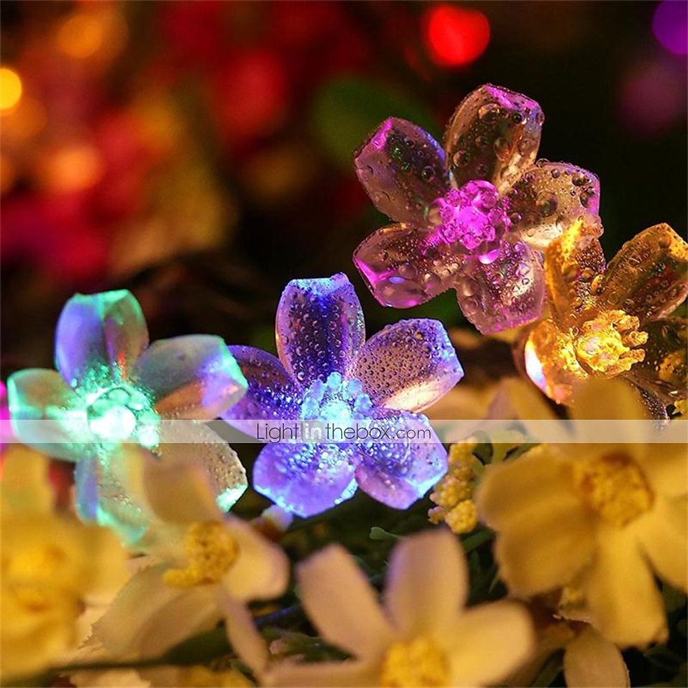 Luci a stringa di fiori di ciliegio solari da 5 m, luci a stringa di Natale impermeabili da 20 LED, luci da giardino bianche calde/rgb/blu per l'illuminazione notturna esterna di Natale del 2025 a $26.99 –P12