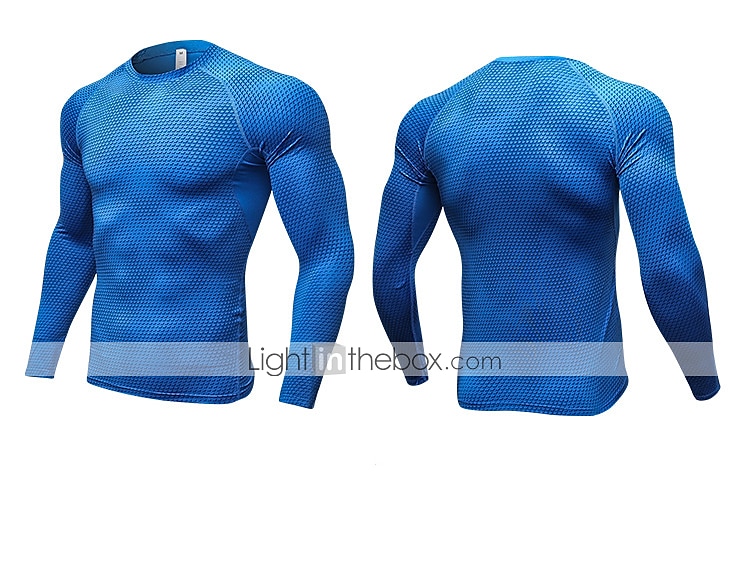 Men's Compression Shirt Running Shirt Long Sleeve Tee Tshirt Athletic Spandex Quick Dry Breathability Lightweight Stretchy Fitness Gym Workout Running Sportswear Activewear Snakeskin White Red Blue 2025 - $16.49 –P2