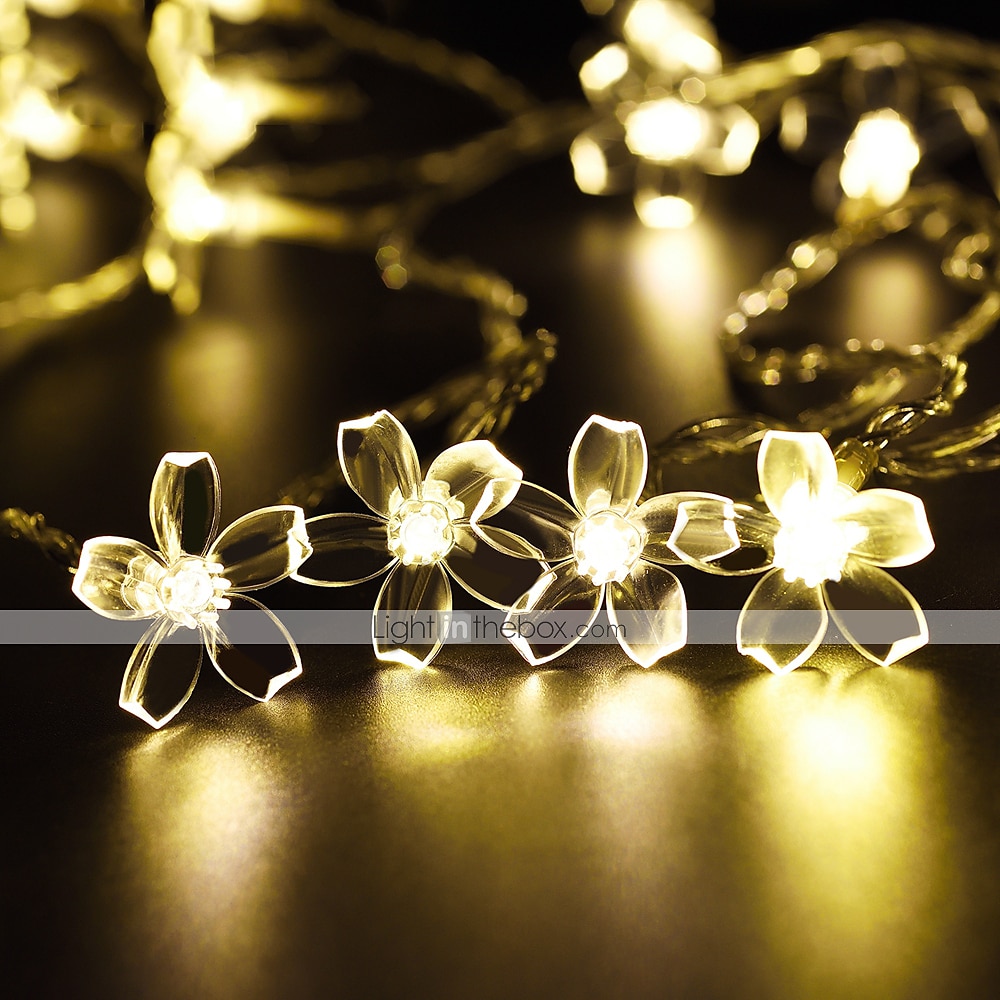 Luci a stringa di fiori di ciliegio solari da 5 m, luci a stringa di Natale impermeabili da 20 LED, luci da giardino bianche calde/rgb/blu per l'illuminazione notturna esterna di Natale del 2025 a $26.99 –P5
