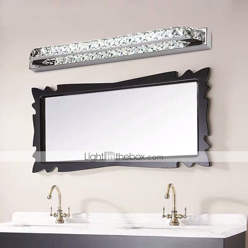 led zrcadlo přední lampa křišťálová nerezová ocel 14w 56cm koupelnové osvětlení železné nástěnné svítidlo ip24 90-240v led marnost světla 2025 - $99.99 –P2