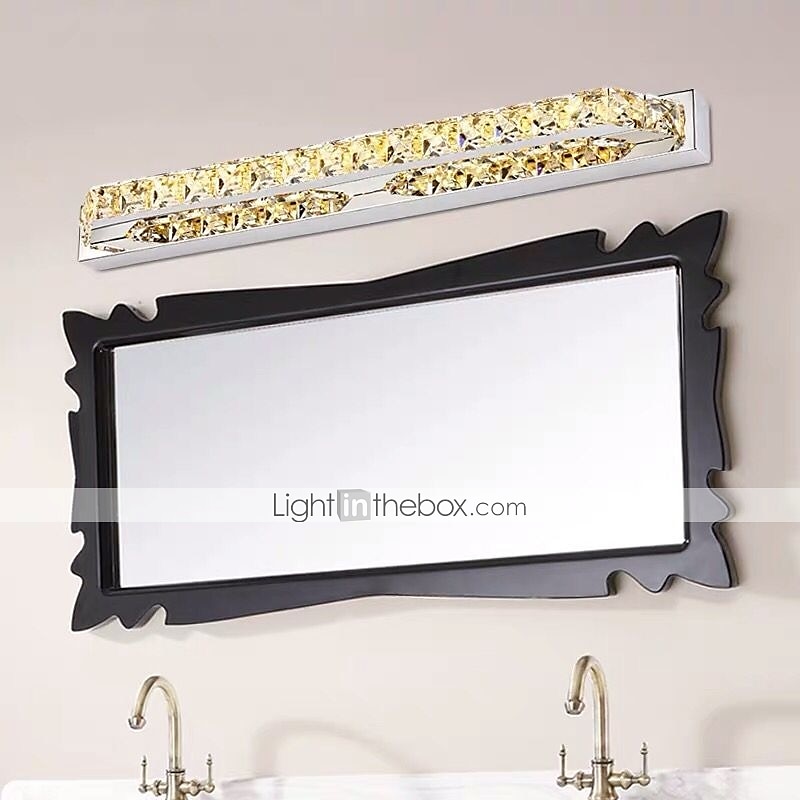 led zrcadlo přední lampa křišťálová nerezová ocel 14w 56cm koupelnové osvětlení železné nástěnné svítidlo ip24 90-240v led marnost světla 2025 - $99.99 –P3