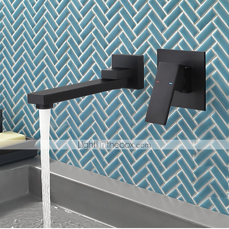2026年 バスルームのシンクの蛇口 - シングル 幅150 x 長さ200cm ブラック 壁式 シングルハンドル二つの穴Bath Taps / 真鍮  コレクション – $388.69 –P11