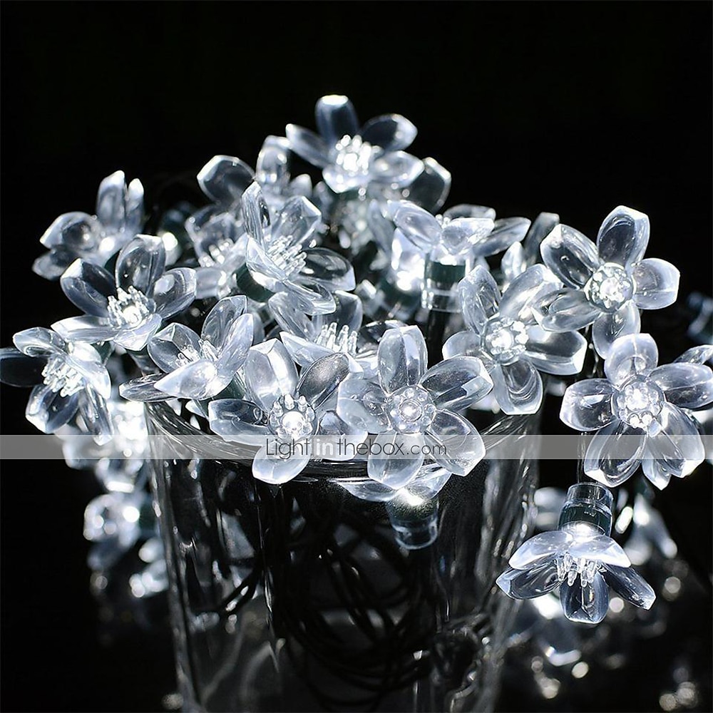 Luci a stringa di fiori di ciliegio solari da 5 m, luci a stringa di Natale impermeabili da 20 LED, luci da giardino bianche calde/rgb/blu per l'illuminazione notturna esterna di Natale del 2025 a $26.99 –P15