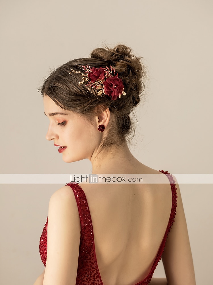 Chiffon / Aleación Haarkämme / Kopfschmuck mit Blumig / Metall 1 Stück Hochzeit / Party / Abend Kopfschmuck 2025 - $23.99 –P4