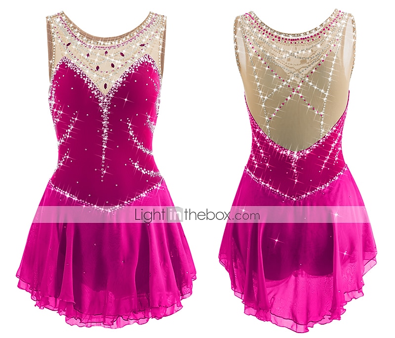 Sukienka łyżwiarska Damskie Dla dziewczynek Bruslení Sukienka Perłowo-różowy Błękit egejski Biały Niejednolita całość Siateczka Spandeks Trening Zawody Odzież łyżwiarska Ręcznie wykonane Z klejnotami 2026 - $141.99 –P18