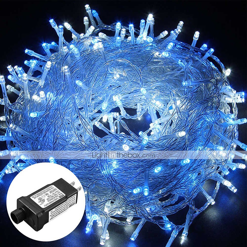 50m șir lumini, 400 led-uri alb cald, alb &amp; lumini decorative albastre impermeabile pentru petrecerea de Craciun 24v 2025 - $81.99 –P3