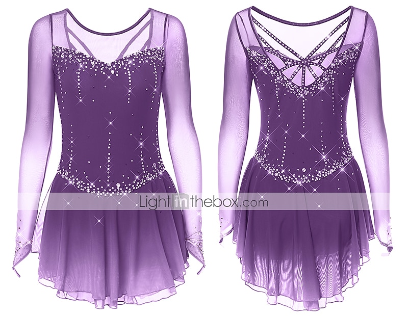 Taitoluistelupuku Naisten Tyttöjen Luistimet Hameet Tumma harmaa Violetti Purppura Silmukka Spandex Erittäin elastinen Kouluts Harjoittelu Kilpailu Luisteluasu Käsintehty Klassinen Kristalli / Strassi 2026 - $168.99 –P9