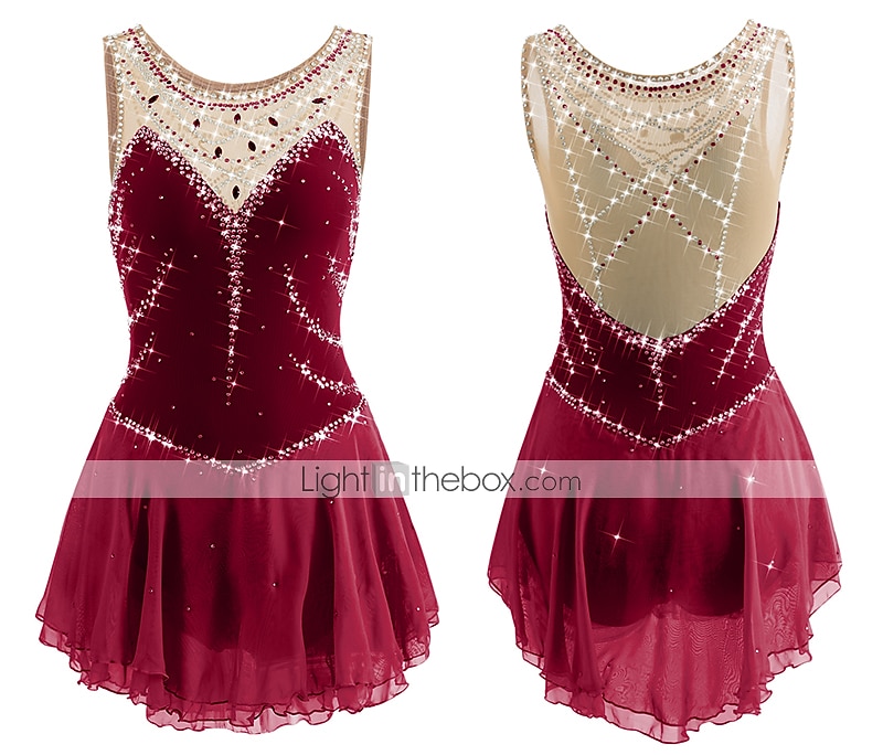 Sukienka łyżwiarska Damskie Dla dziewczynek Bruslení Sukienka Perłowo-różowy Błękit egejski Biały Niejednolita całość Siateczka Spandeks Trening Zawody Odzież łyżwiarska Ręcznie wykonane Z klejnotami 2026 - $141.99 –P15