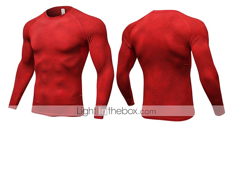 Men's Compression Shirt Running Shirt Long Sleeve Tee Tshirt Athletic Spandex Quick Dry Breathability Lightweight Stretchy Fitness Gym Workout Running Sportswear Activewear Snakeskin White Red Blue 2025 - $16.49 –P4