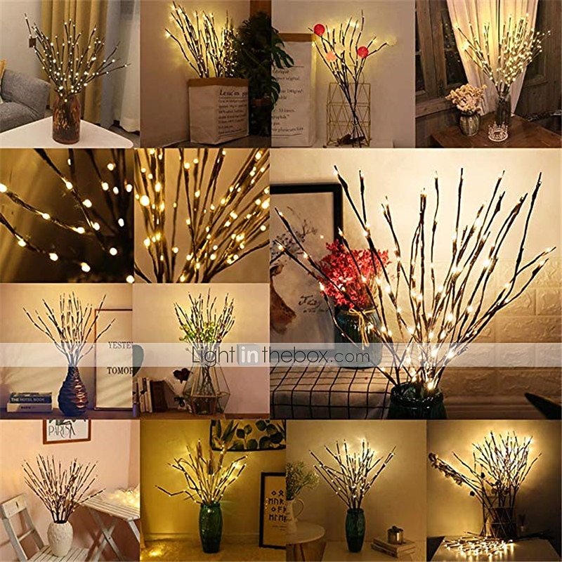 decoración navideña 75cm rama de sauce 20 leds luz de noche led flexible blanco cálido blanco multicolor día de acción de gracias fiesta impermeable de navidad decorativa pilas aa alimentadas 2025 - $13.99 –P1