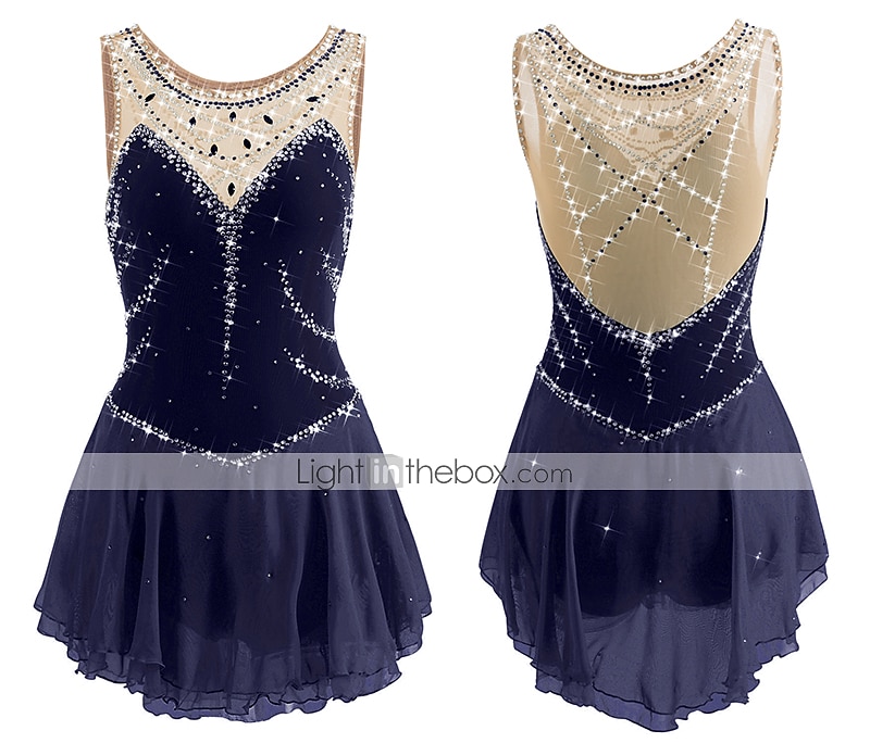 Sukienka łyżwiarska Damskie Dla dziewczynek Bruslení Sukienka Perłowo-różowy Błękit egejski Biały Niejednolita całość Siateczka Spandeks Trening Zawody Odzież łyżwiarska Ręcznie wykonane Z klejnotami 2026 - $141.99 –P17