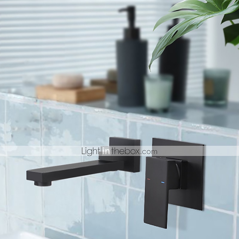 2026年 バスルームのシンクの蛇口 - シングル 幅150 x 長さ200cm ブラック 壁式 シングルハンドル二つの穴Bath Taps / 真鍮  コレクション – $388.69 –P7